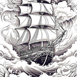 FREE Coloring Page - Intricate Sailing Ship in Stormy Seas Printable 🖌️