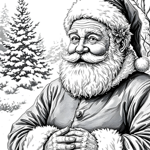 FREE Santa Claus in Snowy Forest Coloring Page - Download NOW 🎂