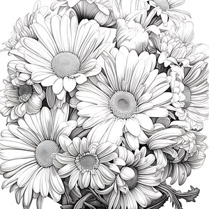 FREE Daisy Bouquet Coloring Page - Detailed Black and White Outline - Download NOW ⛰️