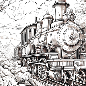 FREE Vintage Steam Train Coloring Page Download NOW 🛞
