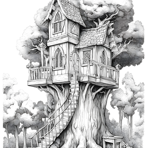 FREE Fairy-Tale Treehouse Coloring Page Download 🏰