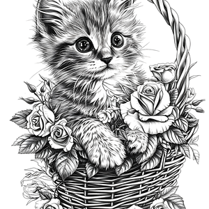 FREE Kitten in Basket Coloring Page - Download NOW 🐾