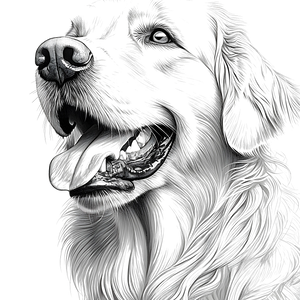 FREE Golden Retriever Coloring Page - Detailed Black-and-White Drawing - Download NOW 🐾