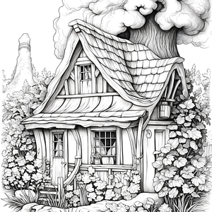 FREE Whimsical Cottage Coloring Page Download 🏰