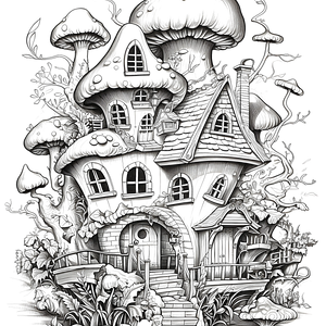 FREE Whimsical Mushroom House Coloring Page - Download NOW 🏰
