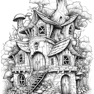 FREE Fantasy Mushroom House Coloring Page - Download NOW 🏰