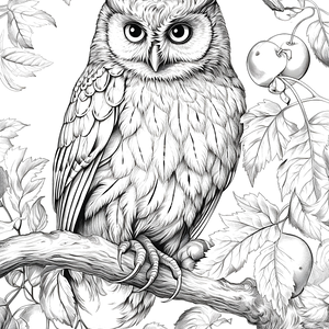 FREE Owl Coloring Page - Detailed Black and White Illustration Printable 🐾