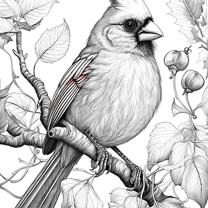 FREE Cardinal Coloring Page - Realistic Bird Illustration Download NOW 🐾