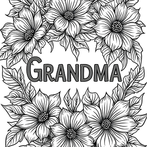 FREE Grandma Floral Coloring Page Download NOW 🎂