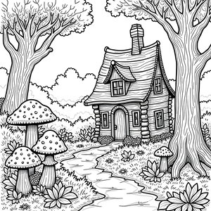 FREE Cottage in the Forest Coloring Page Download 🏰