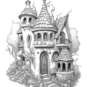 FREE Fairy Tale Whimsical House Coloring Page Printable 🏰