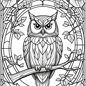 FREE Owl Stained Glass Coloring Page Printable 🖌️