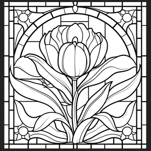 FREE Stained Glass Tulip Coloring Page Download ⛰️