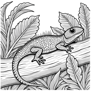 FREE Lizard on Branch Coloring Page - Tropical Foliage Printable Download 🐾