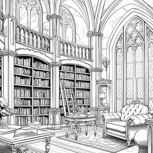 FREE Victorian Library Coloring Page - Download NOW 🏰