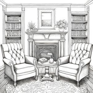 FREE Cozy Living Room Coloring Page - Printable Download 🏰