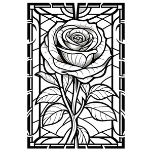 FREE Stained Glass Rose Coloring Page - Printable Download ⛰️