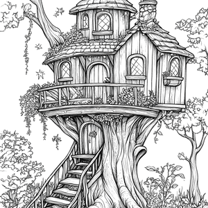 FREE Whimsical Treehouse Coloring Page Download 🏰
