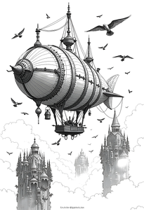 FREE Fantasy Airship Coloring Page Download NOW 🖌️