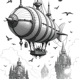 FREE Fantasy Airship Coloring Page Download NOW 🖌️