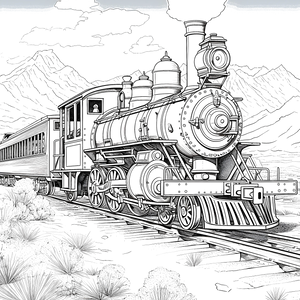 FREE Vintage Steam Train Coloring Page Download NOW 🛞