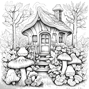 FREE Whimsical Forest Cottage Coloring Page Download 🏰