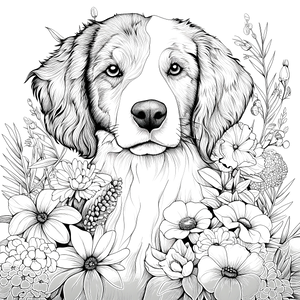 FREE Dog and Flowers Coloring Page - Printable Download 🐾