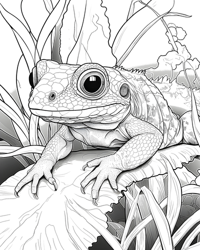 FREE Frog on Leaf Coloring Page - Printable Nature Illustration Download 🐾 — free printable coloring page