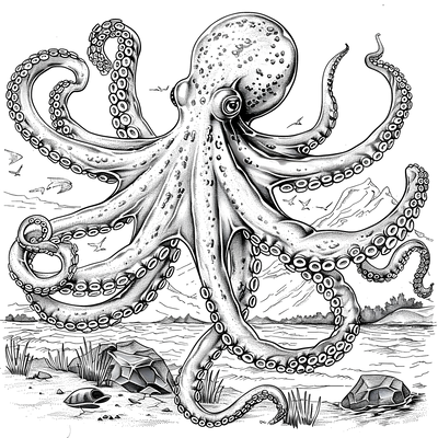 FREE Octopus Coloring Page - Detailed Marine Illustration Printable 🐾 — free printable coloring page