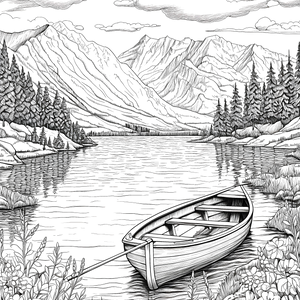 FREE Serene Mountain Lake Coloring Page - Download NOW ⛰️