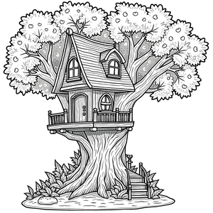 FREE Tree House Coloring Page - Download NOW 🏰