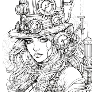 FREE Steampunk Woman Coloring Page - Download NOW 🖌️