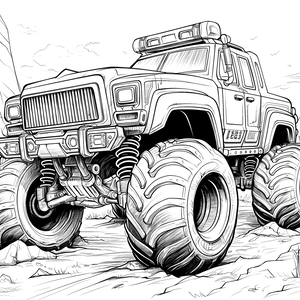 FREE Monster Truck Coloring Page - Printable Rugged Terrain Illustration Download 🛞