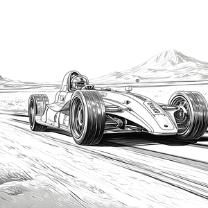 FREE Formula One Car Coloring Page - Printable Desert Track Scene Download 🛞