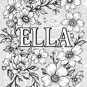 FREE Floral Name Coloring Page - Ella Printable Download ⛰️