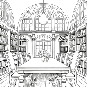 FREE Victorian-Style Library Coloring Page Printable Download 🏰