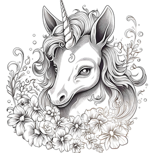 FREE Unicorn Head with Flowers Coloring Page - Download NOW 🪄