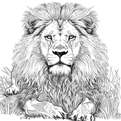 FREE Lion Coloring Page - Intricate Black and White Illustration - Printable Download 🐾 — free printable coloring page