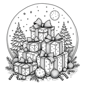 FREE Christmas Gifts Coloring Page - Download NOW 🎂