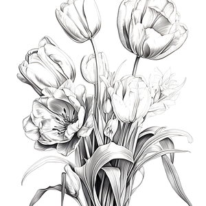 FREE Tulip Bouquet Coloring Page - Printable Download ⛰️