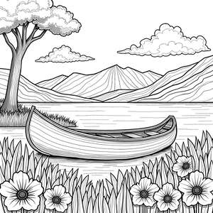 FREE Canoe by the Lake Coloring Page Download NOW ⛰️
