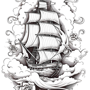 FREE Vintage Nautical Sailing Ship Coloring Page Download 🛞