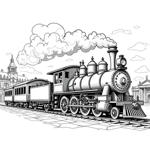 FREE Classic Steam Locomotive Coloring Page Download 🛞