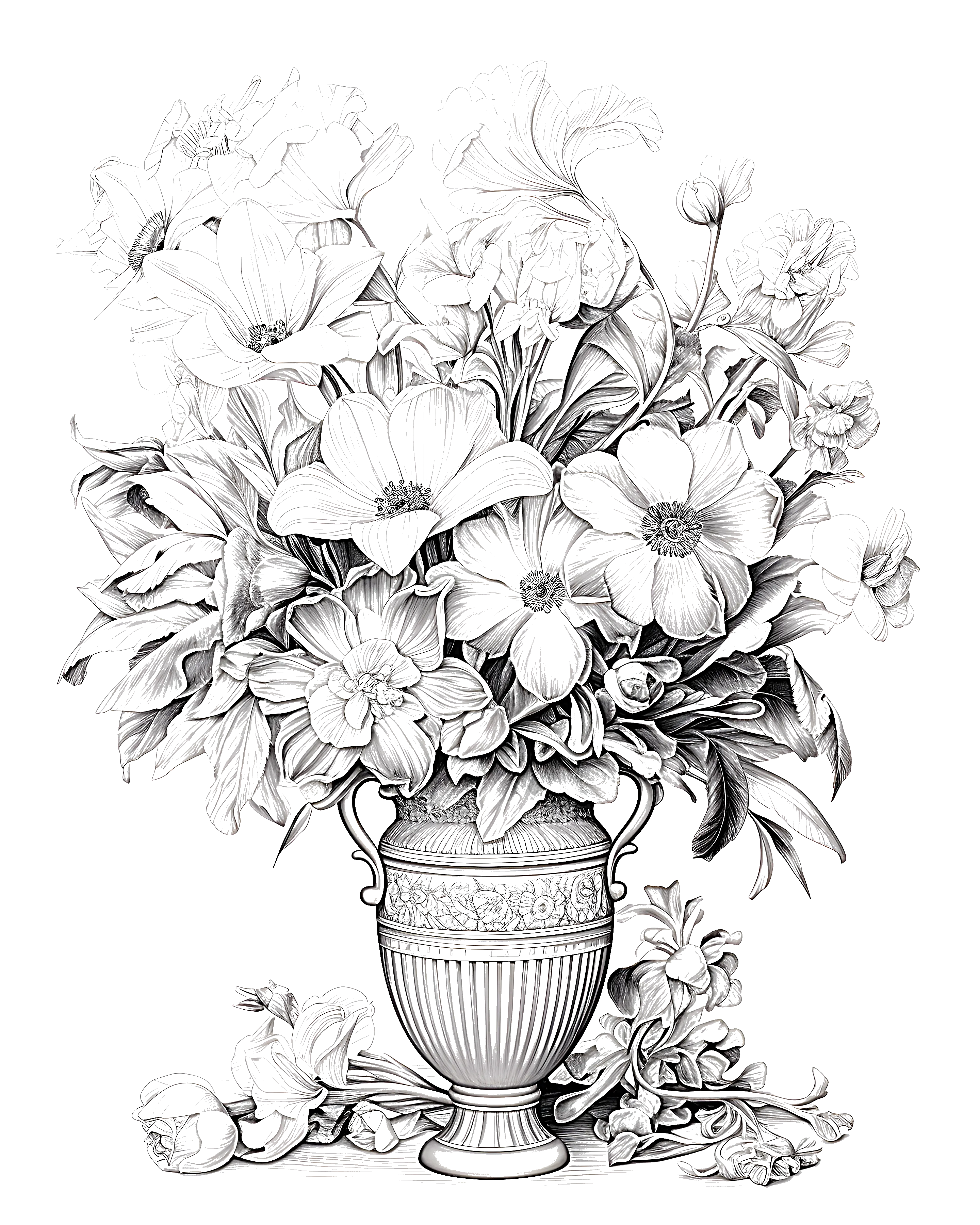 Free Vase with Flowers Coloring Page (Printable PDF) | DaVinci in You ...