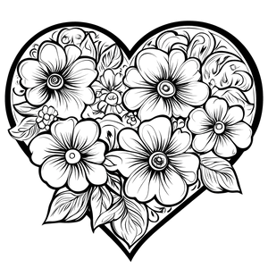 FREE Heart-Shaped Floral Pattern Coloring Page Download ⛰️