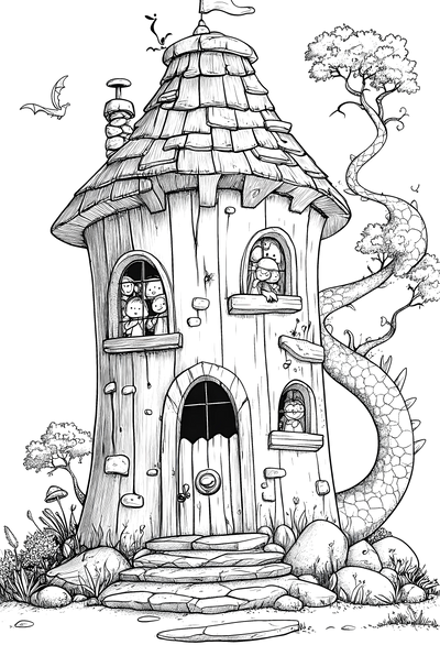 FREE Fantasy House Coloring Page - Printable Download 🏰 — free printable coloring page