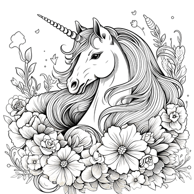 FREE Unicorn Coloring Page - Printable Floral Design Download 🖌️ — free printable coloring page