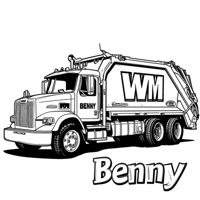 FREE Garbage Truck Coloring Page - Benny the Truck Printable Download 🛞 — free printable coloring page