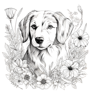 FREE Puppy and Flowers Coloring Page Download NOW 🐾
