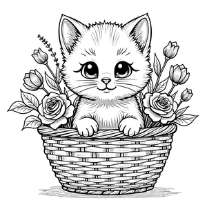 FREE Kitten in Basket Coloring Page - Printable Download 🐾